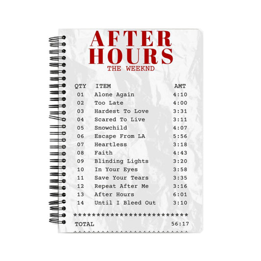 The Weeknd After Hours Receipt- Notebook